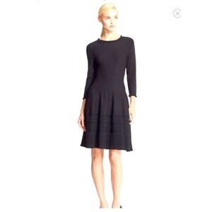 Kate Spade Sweater Knit Pointelle Dress Ruffle Neck Sleeves Fit & Flare Classic